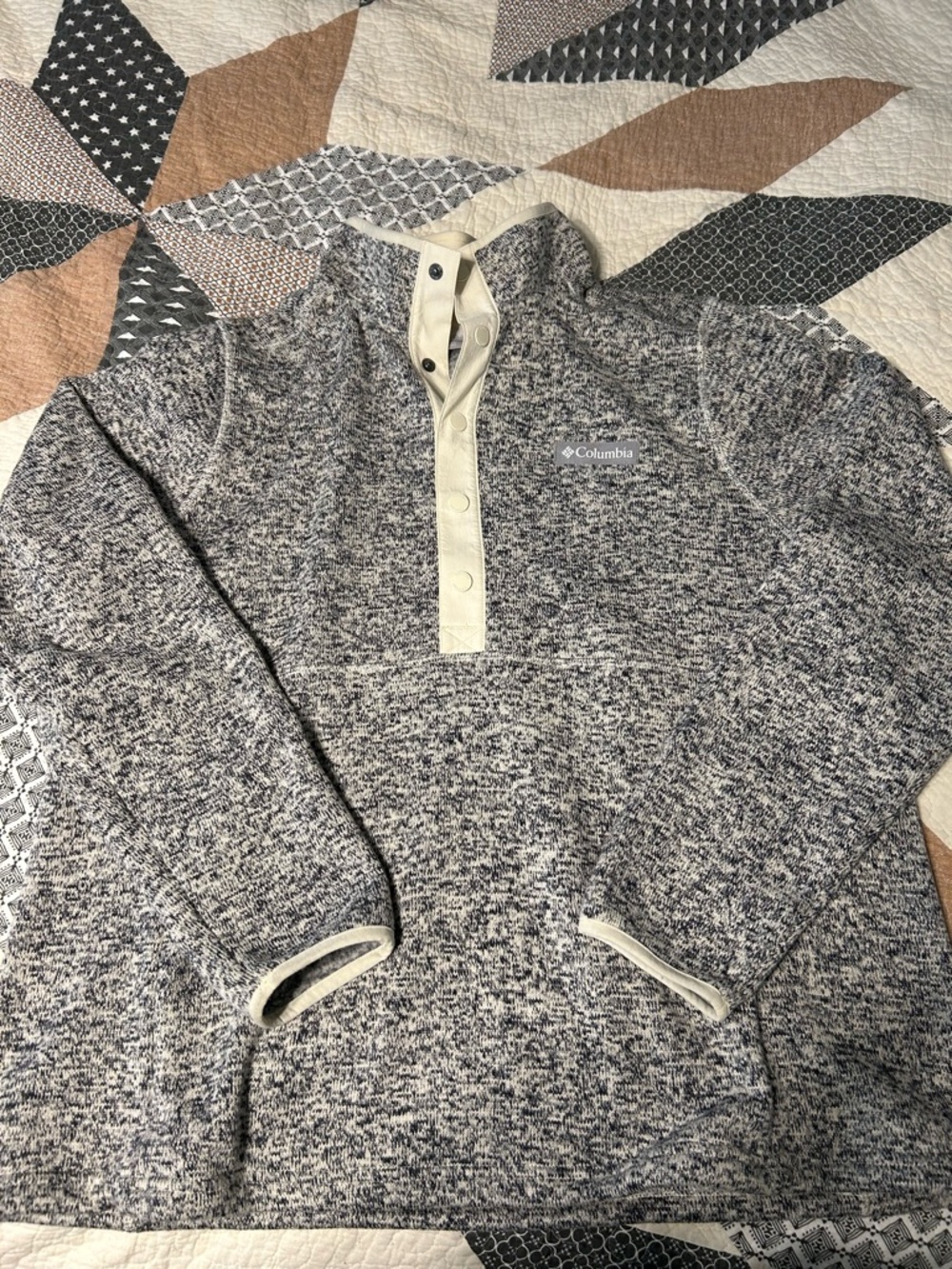 Columbia Women’s Gray Marled Snap-Placket Fleece Pullover